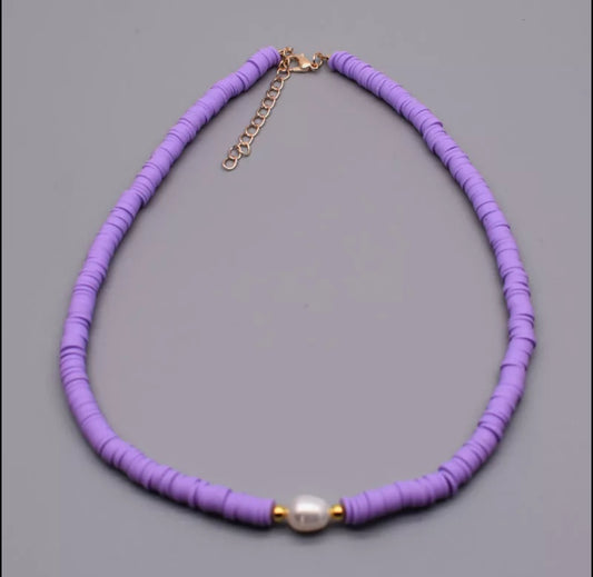 Clay Pearl Necklace (lilac)