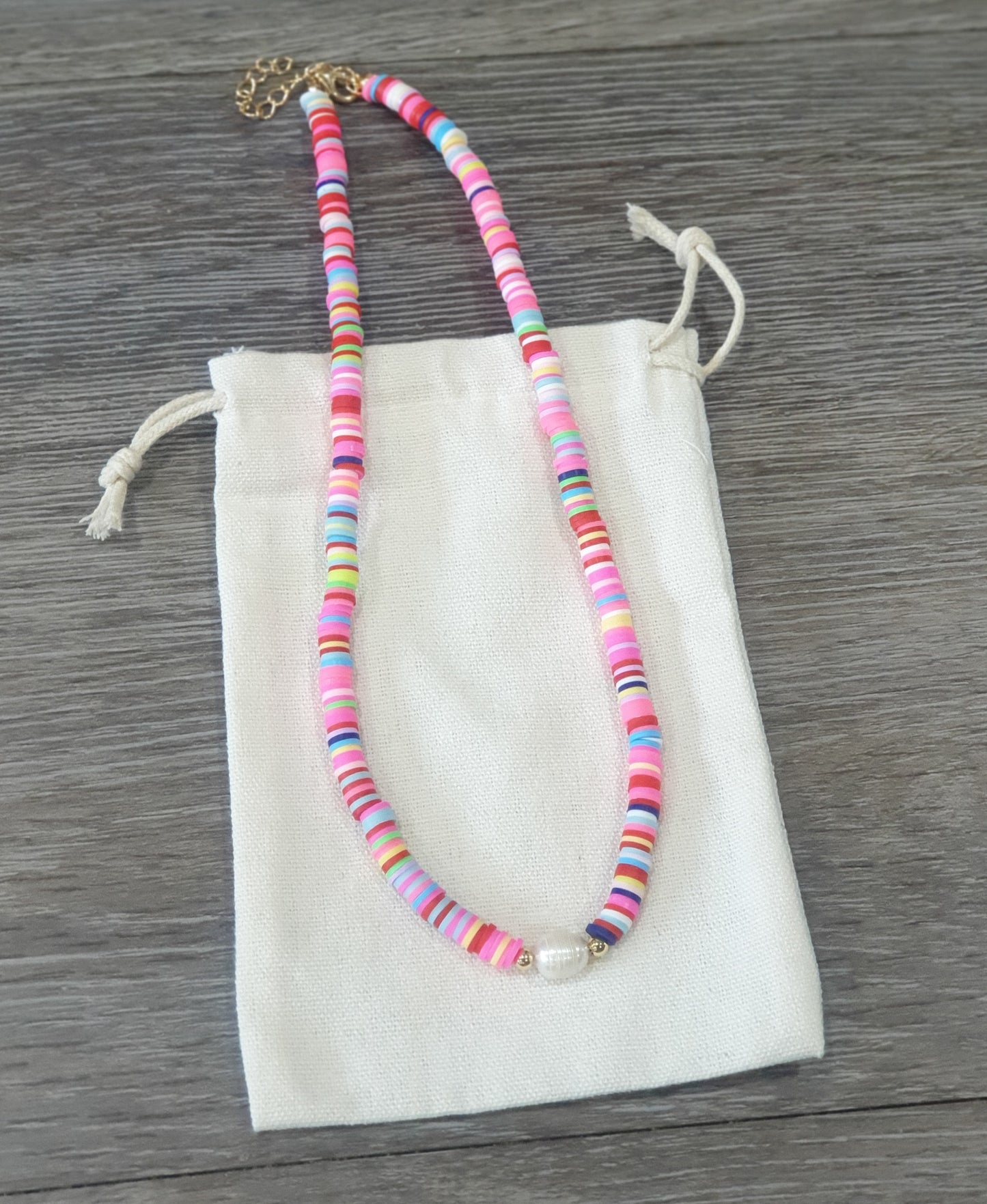 Clay Pearl Necklace (rainbow)