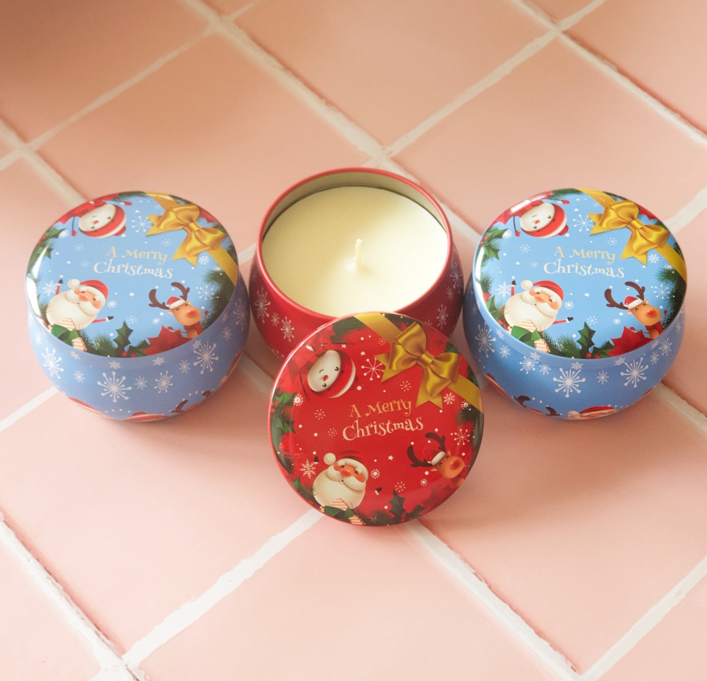 Christmas Tin Candles